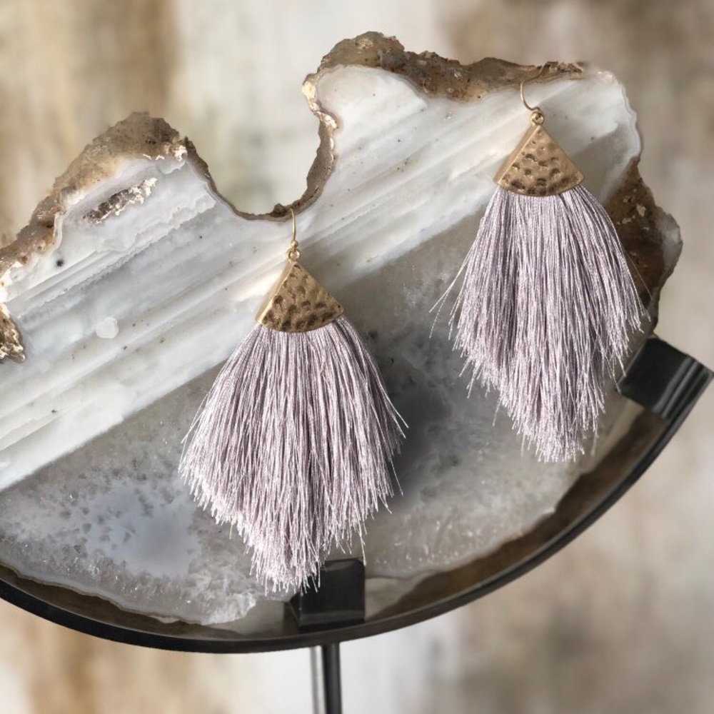 Cream Tassel Fringe Earrings